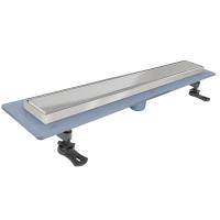 Трап линейный (душевой лоток) Vimarr LMH-2 516LMH248011050 800 мм с рамкой из нержавеющей стали, с вертикальным выходом D50 мм, с решеткой под плитку (перевертыш)