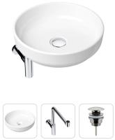 Комплект 3 в 1 Lavinia Boho Bathroom Sink 21520208: накладная раковина 40 см, металлический сифон, донный клапан