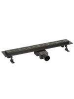 Трап линейный (душевой лоток) Gourlann A-1 G916A160-03050-3 600 мм с горизонтальным выходом D50 мм, черный с перфорированной решеткой
