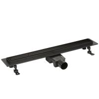 Трап для душа линейный (душевой лоток) Vimarr A-1 516A138003050 800 мм с горизонтальным выходом D50 мм, черный с перфорированной решеткой