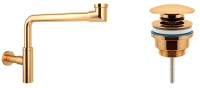 Набор 2 в 1 Vimarr Drainage 5180084003, сифон для раковины, донный клапан универсальный, золото Набор 2 в 1 Vimarr Drainage 5180084003, сифон для раковины, донный клапан универсальный, золото