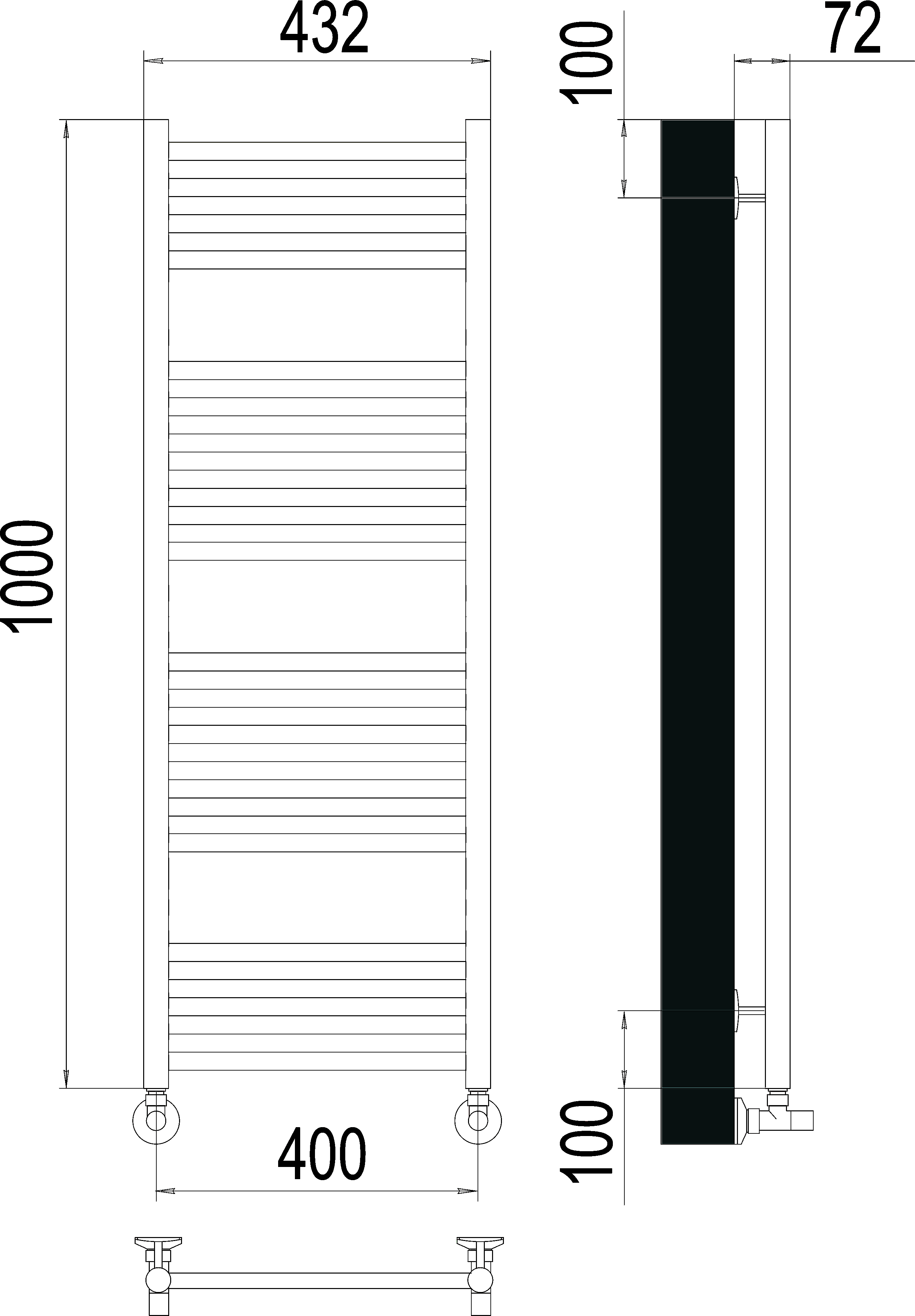 Схема полотенцесушитель ЛП(8) 1200х400