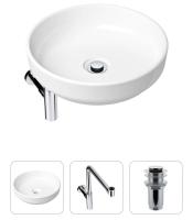 Комплект 3 в 1 Lavinia Boho Bathroom Sink 21520207: накладная раковина 40 см, металлический сифон, донный клапан