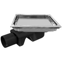 Трап квадратный душевой Bejert T-2 B715T210-11050-3 10х10 см с рамкой из нержавеющей стали, с горизонтальным выходом D50 мм, решетка под плитку (перевертыш)