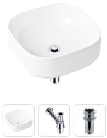 Комплект 3 в 1 Lavinia Boho Bathroom Sink 21520219: накладная раковина 40 см, металлический сифон, донный клапан