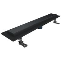 Трап линейный (душевой лоток) Gourlann G-2 G916G290-03050-4 900 мм с вертикальным выходом D50 мм, с решеткой под плитку (перевертыш), черный