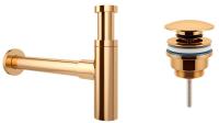 Набор 2 в 1 Vimarr Drainage 5180074003, сифон для раковины, донный клапан универсальный, золото Набор 2 в 1 Vimarr Drainage 5180074003, сифон для раковины, донный клапан универсальный, золото