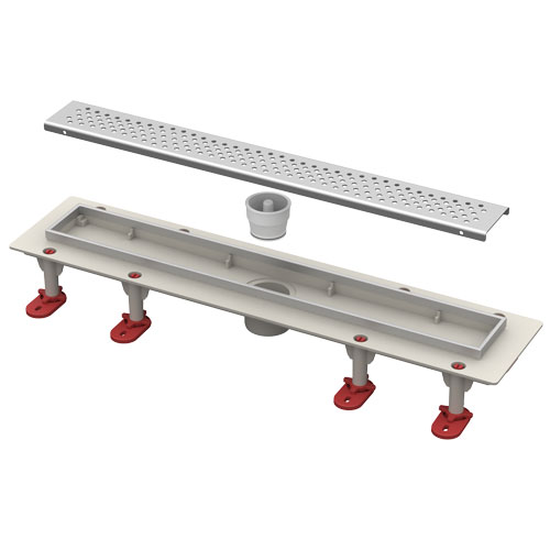 Трап линейный (душевой лоток) Vimarr A.1 517A49011050 900 мм с вертикальным выходом D50 мм, с решеткой хром