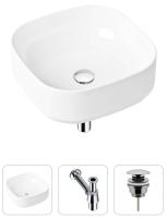 Комплект 3 в 1 Lavinia Boho Bathroom Sink 21520220: накладная раковина 40 см, металлический сифон, донный клапан