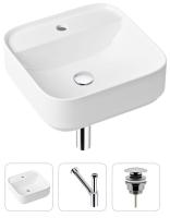 Комплект 3 в 1 Lavinia Boho Bathroom Sink 21520276: накладная раковина 42 см, металлический сифон, донный клапан