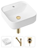 Комплект 3 в 1 Lavinia Boho Bathroom Sink 21520280: накладная раковина 42 см, металлический сифон, донный клапан