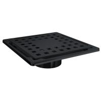 Трап квадратный душевой Gourlann H-1 G915H110-13050-4 10х10 см черный с рамкой из нержавеющей стали, с вертикальным выходом D50 мм, решетка черная
