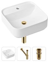 Комплект 3 в 1 Lavinia Boho Bathroom Sink 21520279: накладная раковина 42 см, металлический сифон, донный клапан