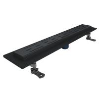 Трап линейный (душевой лоток) Gourlann G-1 G916G140-03050-4 400 мм с вертикальным выходом D50 мм, черный с перфорированной решеткой