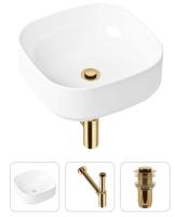 Комплект 3 в 1 Lavinia Boho Bathroom Sink 21520225: накладная раковина 40 см, металлический сифон, донный клапан