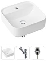 Комплект 3 в 1 Lavinia Boho Bathroom Sink 21520274: накладная раковина 42 см, металлический сифон, донный клапан