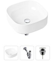 Комплект 3 в 1 Lavinia Boho Bathroom Sink 21520218: накладная раковина 40 см, металлический сифон, донный клапан