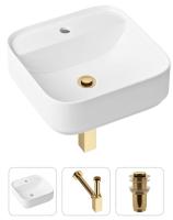 Комплект 3 в 1 Lavinia Boho Bathroom Sink 21520289: накладная раковина 42 см, металлический сифон, донный клапан