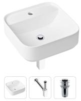 Комплект 3 в 1 Lavinia Boho Bathroom Sink 21520285: накладная раковина 42 см, металлический сифон, донный клапан