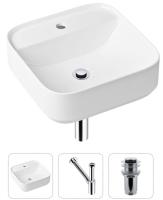 Комплект 3 в 1 Lavinia Boho Bathroom Sink 21520275: накладная раковина 42 см, металлический сифон, донный клапан