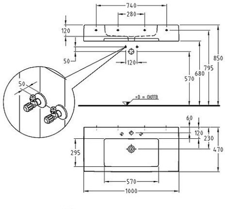 Умывальник Keramag Joop 121300 100х47 см