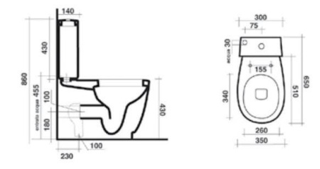 Чаша для напольного унитаза Ceramica Ala Wave 23MBS/P