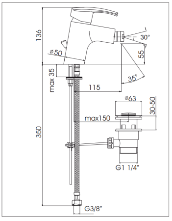 Смеситель для биде Kaja Platinum 57220-С