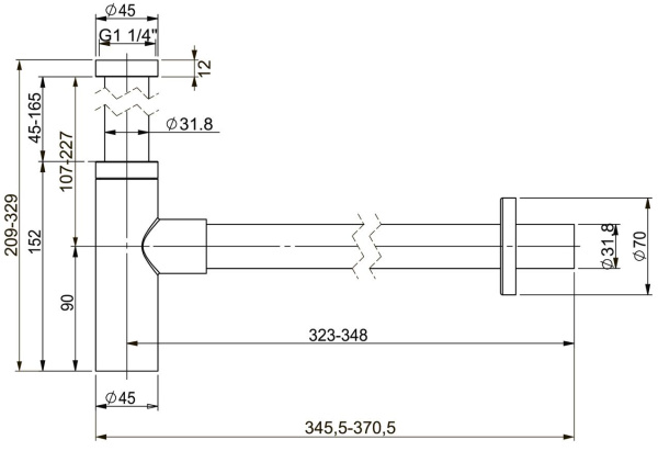 Металлический сифон для раковины Vimarr Drainage 5180074500, розовое золото Металлический сифон для раковины Vimarr Drainage 5180074500, розовое золото