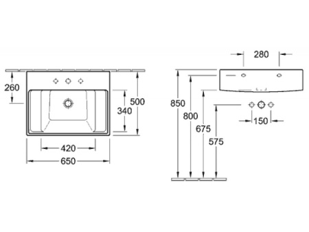 Раковина мебельная Villeroy & Boch Pure Basic 65x50 71066G01
