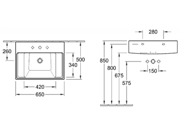 Раковина мебельная Villeroy & Boch Pure Basic 65x50 71066G01