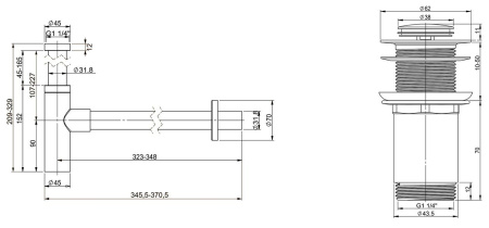 Набор 2 в 1 Vimarr Drainage 5180073002, сифон для раковины, донный клапан без перелива, матовый черный
