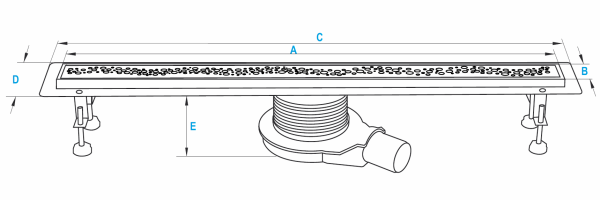 Трап линейный (душевой лоток) Winkiel WDO-800-03-6602 800 мм с горизонтальным выходом D50 мм, с решеткой хром