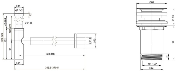 Набор 2 в 1 Vimarr Drainage 5180071004, сифон, выпуск для раковины, хром Набор 2 в 1 Vimarr Drainage 5180071004, сифон, выпуск для раковины, хром
