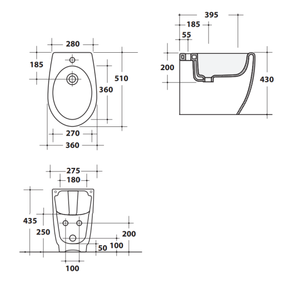 Биде напольное Ceramica Ala Wave 23BDM WAVBID