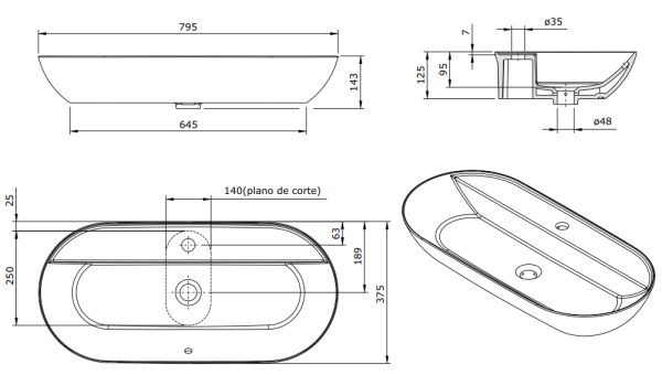 Раковина накладная Sanindusa Sanlife 136390004 80 см