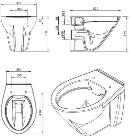 Унитаз подвесной Sanindusa Cetus 110034004