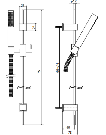 Душевой гарнитур Kaja A-Quadrat 27811-С