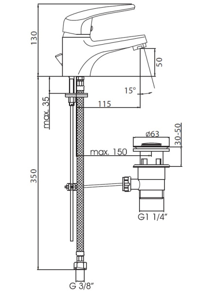 Смеситель для раковины Kaja Fox 59020-C Смеситель для раковины Kaja Fox 59020-C