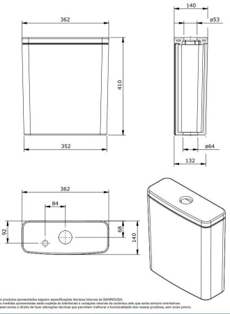 Бачок для унитаза Sanindusa Look прямоугольный 1341110LM