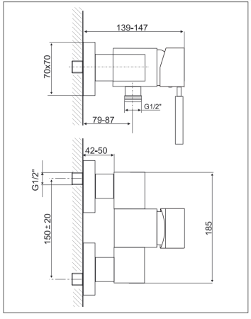 Смеситель для душа Kaja Aquadrat 58610-C