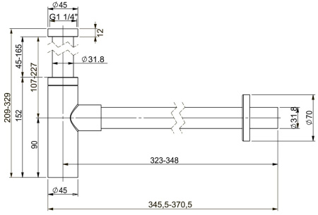 Металлический сифон для раковины Vimarr Drainage 5180073000, черный матовый Металлический сифон для раковины Vimarr Drainage 5180073000, черный матовый