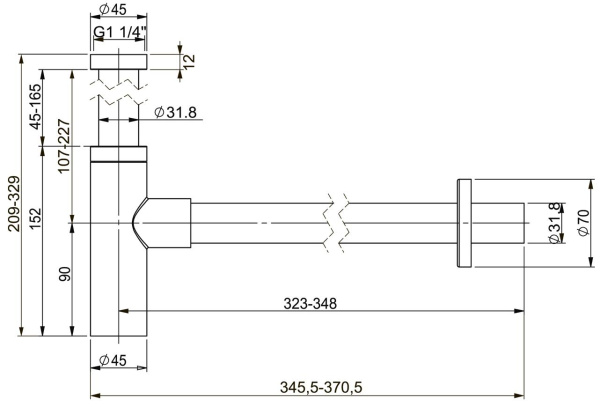 Металлический сифон для раковины Vimarr Drainage 5180073000, черный матовый Металлический сифон для раковины Vimarr Drainage 5180073000, черный матовый