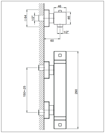 Термостат для душа Kaja Aquadrat 34910-C