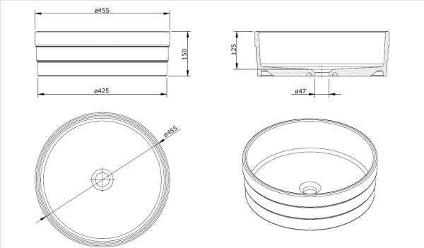 Раковина накладная Sanindusa Ring 109390004 45 см
