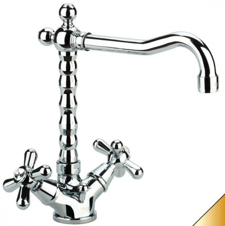 Смеситель для раковины с донным клапаном Fiore Margot Sky, золото - Swarovski 01OO0625