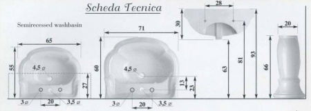 Раковина Ceramica Ala Excelsior 13LV71 60x71 см