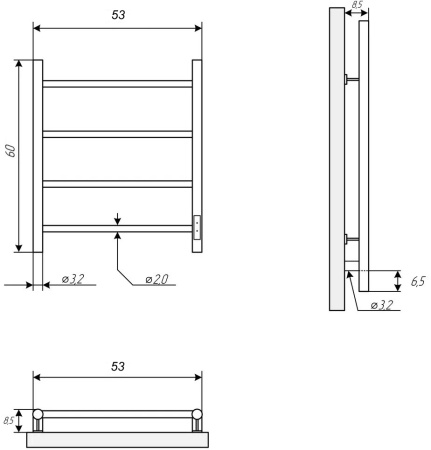 Полотенцесушитель электрический Vimarr Neo 04 520NEO0456102 500х600 хром, с диммером