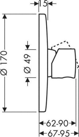 Смеситель для душа встраиваемый Axor Uno 38605000, внешняя часть