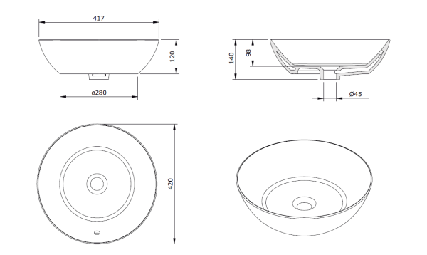 Раковина накладная Sanindusa Sanlife 136779004 42 см