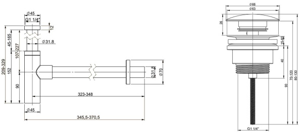 Набор 2 в 1 Vimarr Drainage 5180074003, сифон для раковины, донный клапан универсальный, золото Набор 2 в 1 Vimarr Drainage 5180074003, сифон для раковины, донный клапан универсальный, золото